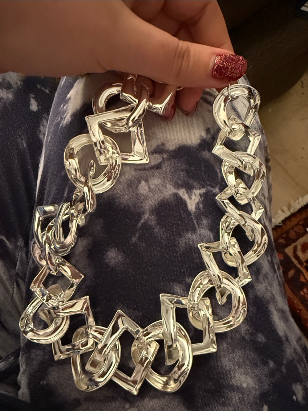 Vintage silver interlocking necklace